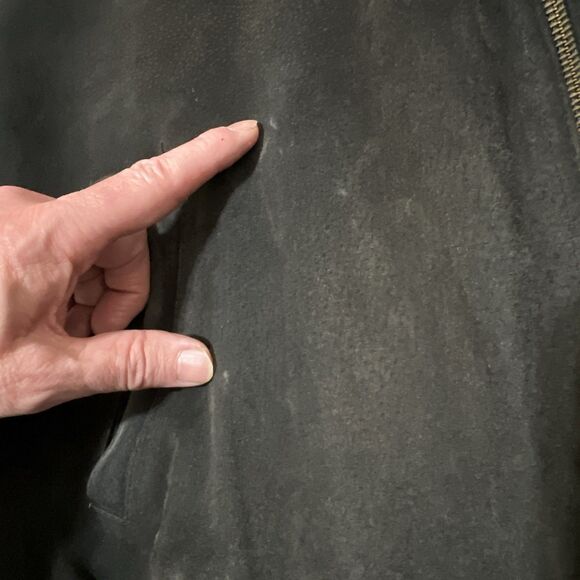 90s VTG SUEDE COLORBLOCK Jacket Bomber Varsity L Rust Red Brown Black - Picture 3 of 13